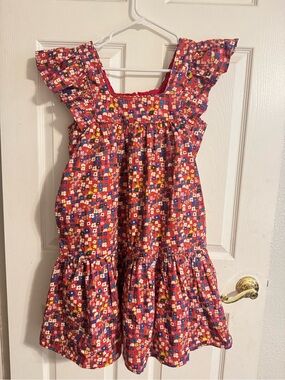 Maison Me Girls Red Floral Sundress with Ruffle Sleeves XS
